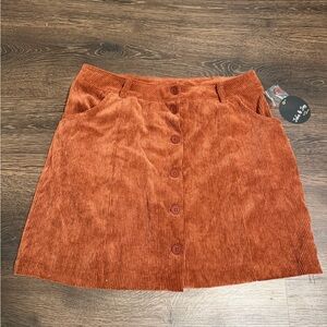 Corduroy Mini Skirt in Burnt Orange